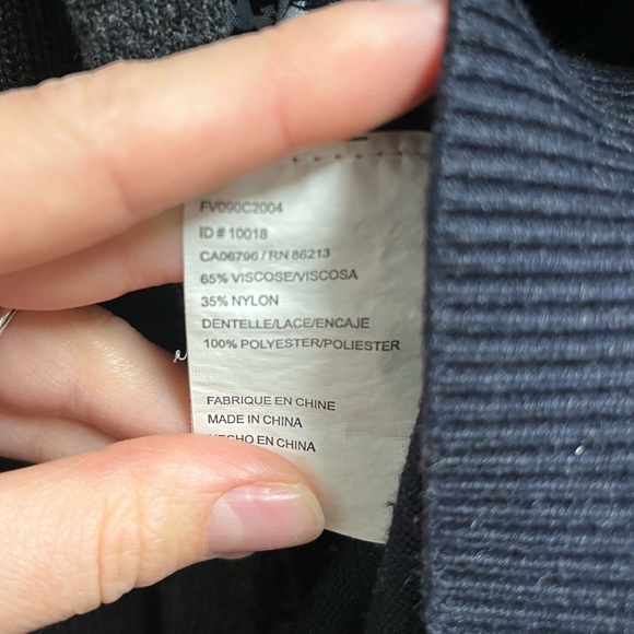 Tristan charcoal soft viscose sweater dress with v-neck lace detail - Picture 8 of 8